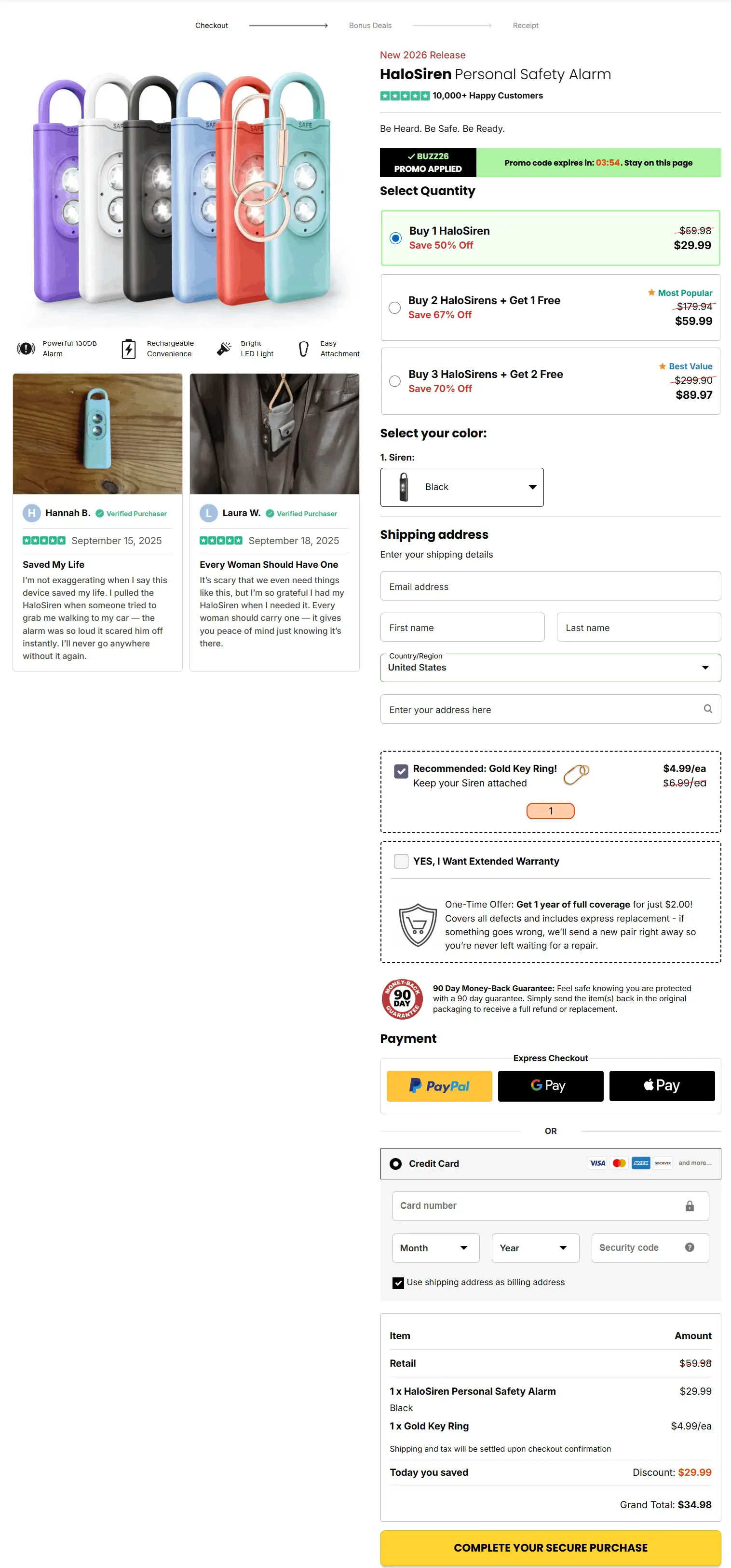 halo siren secure checkout page